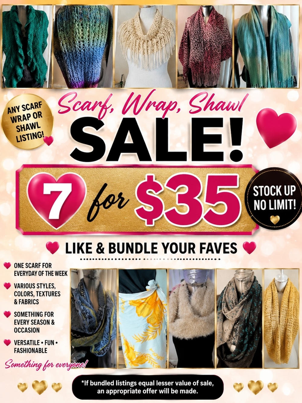 Scarf Sale ❤️7 for $35: Women's Scarves, Wraps, Shawls Like, Bundle & Save!❤️